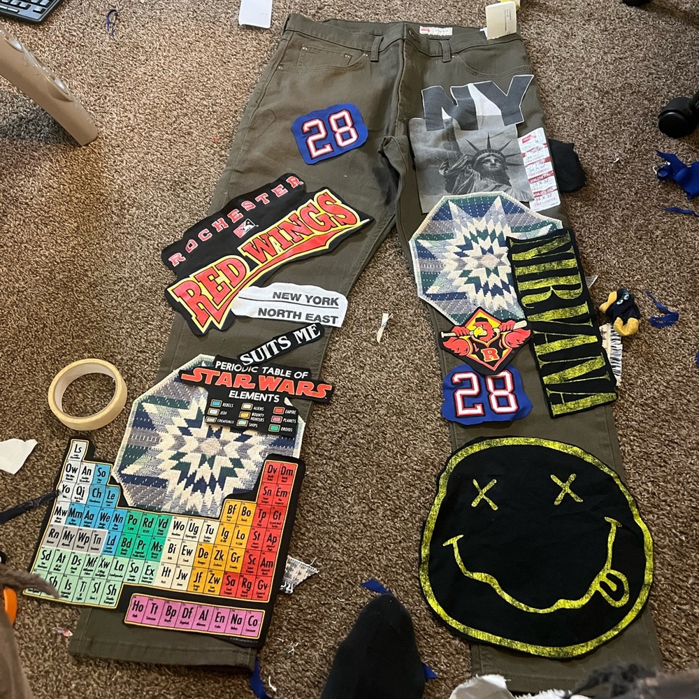 Custom Made Patch Work Pants 1 Of 1. Hand Stitched - image 1